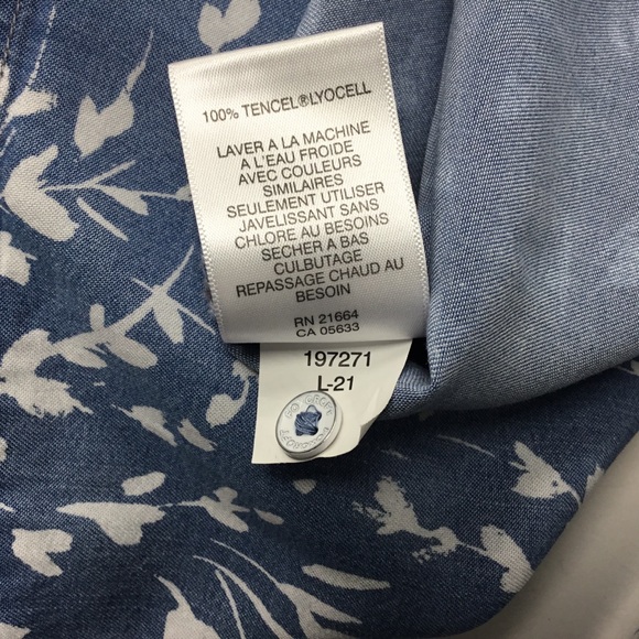 Foxcroft Carmen Long Sleeve Wistful Branches Tencel Button Up Shirt Size 12 - Picture 10 of 11